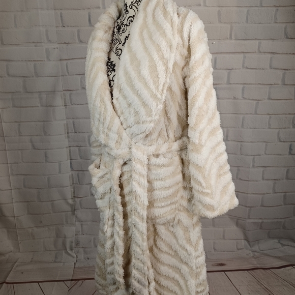 Soft Surroundings women's tie front belted robe faux fur size large pockets b7 - Picture 10 of 11